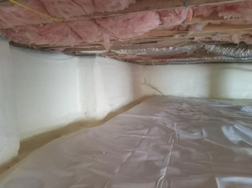 Crawl space encapsulation with closed-cell spray foam for Attic Insulation in Zionsville